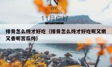 排骨怎么炖才好吃（排骨怎么炖才好吃呢又嫩又香呢苦瓜炖）