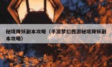 秘境降妖副本攻略（手游梦幻西游秘境降妖副本攻略）